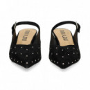 Zueco Tacon Tira+tachas ante Negro  BIBI LOU