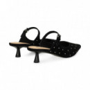 Zueco Tacon Tira+tachas ante Negro  BIBI LOU