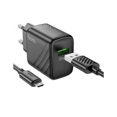 HOCO Cargador Red+cable Micro USB 18W Negro CS21A