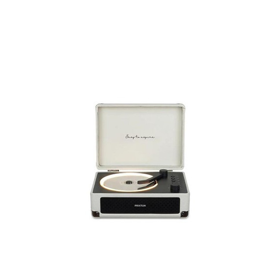 PRIXTON Reproductor CD con Diseño Tocadisco con Radio Fm/bluetooth/aux Boogie Black Crema
