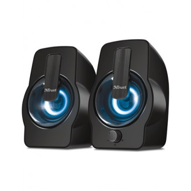 TRUST Altavoces para Pc con Luz Led Rgb Gemi 12W con Cable USB para Carga y Jack 3.5MM Audio