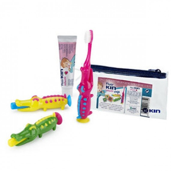 Fluor KIN Calcio Infantil 25ML+CEPILLO Viaje (cocodrilo)