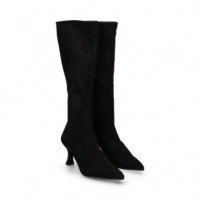 Bota Alta Tacon Polipiel Negro  MISS ELASTIC