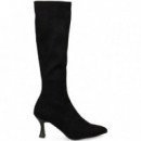 Bota Alta Tacon Polipiel Negro  MISS ELASTIC