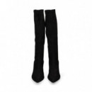 Bota Alta Tacon Polipiel Negro  MISS ELASTIC