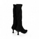 Bota Alta Tacon Polipiel Negro  MISS ELASTIC