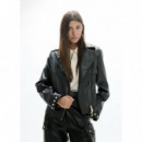 Leather-effect Biker Jacket With Stud de  LOLA CASADEMUNT