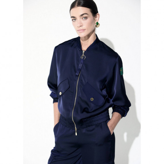 Satin Bomber Jacket Navy  LOLA CASADEMUNT