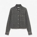 Camisa Denim Ligera de Corte Regular Dark Grey Vintage  LACOSTE