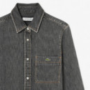 Camisa Denim Ligera de Corte Regular Dark Grey Vintage  LACOSTE