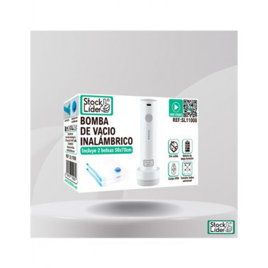 STOCK LIDER Bomba de Vacio Inalambrica Recargable Incluye 2 Bolsas 50x70cm SL11008