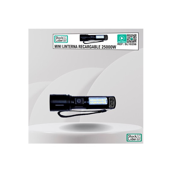 STOCK LIDER Mini Linterna Recargable 25000W 6 Modos de Luz SL10256
