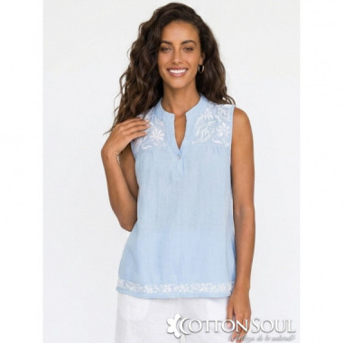 Top algod&oacute;n Elodie azul claro COTTON SOUL