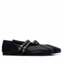 Xti Bailarina con doble tira decorativa 146405-NEGRO