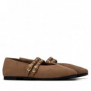 Xti Bailarina con doble tira decorativa 146405-TAUPE