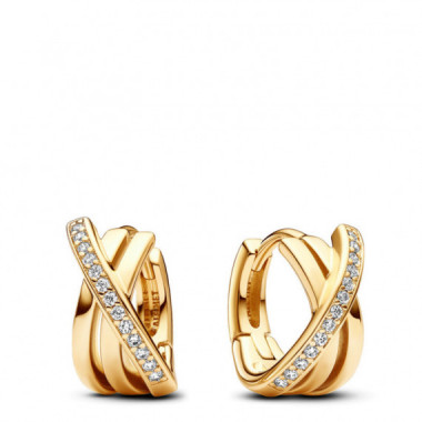 PANDORA Pendientes de Aro Pav&eacute; Cruzado 263150C01