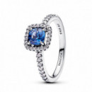 PANDORA Anillo Halo Azul Cuadrado Brillante​ 193555C01