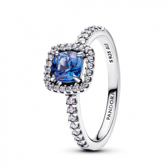 PANDORA Anillo Halo Azul Cuadrado Brillante​ 193555C01