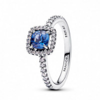 PANDORA Anillo Halo Azul Cuadrado Brillante​ 193555C01