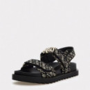 Guess Sandalia Negra FL6FBS FAL03-BLACK PLATINO