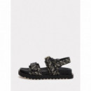 Guess Sandalia Negra FL6FBS FAL03-BLACK PLATINO