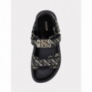 Guess Sandalia Negra FL6FBS FAL03-BLACK PLATINO
