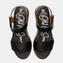 Oh My Sandals Sandalia en piel con suave grabado 5942-NEGRO