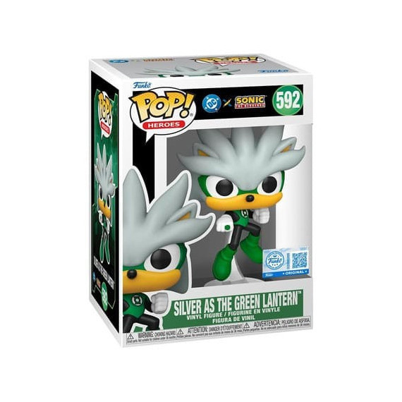 FUNKO Pop Silver Como Linterna Verde Dc's Justice League y Sonic The Hedgehog Exclusivo 592