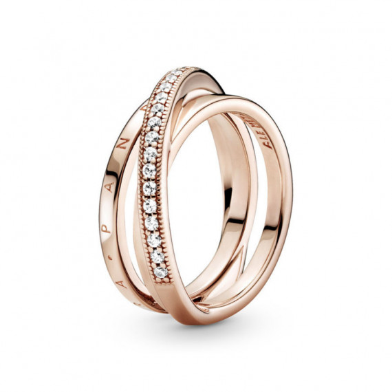 PANDORA PANDORA Rose Anillo en PANDORA Rose Bandas Entrelazadas en Pavé 189057C01