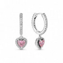 PANDORA Pendientes de Aro en Plata de Ley Corazón Halo Brillante 291445C01