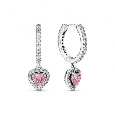 PANDORA Pendientes de Aro en Plata de Ley Coraz&oacute;n Halo Brillante 291445C01