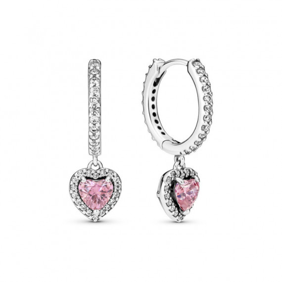 PANDORA Pendientes de Aro en Plata de Ley Corazón Halo Brillante 291445C01