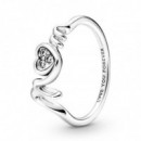 PANDORA Moments Anillo en Plata de Ley Mamá Corazón en Pavé 191149C01