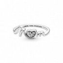 PANDORA Moments Anillo en Plata de Ley Mamá Corazón en Pavé 191149C01