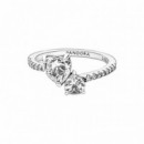 PANDORA Anillo en Plata de Ley Doble Corazón Brillante 191198C01