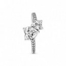 PANDORA Anillo en Plata de Ley Doble Corazón Brillante 191198C01