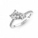 PANDORA Anillo en Plata de Ley Doble Corazón Brillante 191198C01