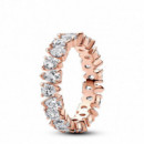 PANDORA Anillo con un Recubrimiento en Oro Rosa Banda Brillante Alterna​ 183021C01
