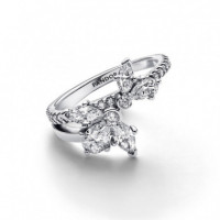 PANDORA Anillo en Plata de Ley Herbario Brillante Asimétrico​ 193023C01