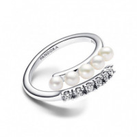 PANDORA Anillo Abierto Perlas Cultivadas de Agua Dulce y Pavé 193145C01