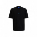 HUGO Camiseta de Algodón Negra 50509991-001