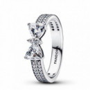 PANDORA Anillo Doble Banda Lazo Brillante​ 193552C01