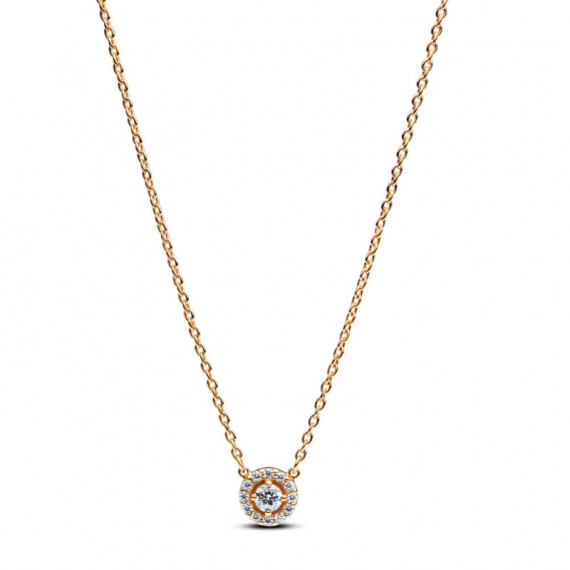 PANDORA Collar con un Recubrimiento en Oro de 14K Halo Redondo en Pavé 363548C01