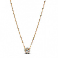 PANDORA Collar con un Recubrimiento en Oro de 14K Halo Redondo en Pavé 363548C01