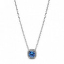 PANDORA Collar en Plata de Ley Halo Azul Cuadrado Brillante 393560C01