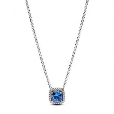 PANDORA Collar en Plata de Ley Halo Azul Cuadrado Brillante 393560C01