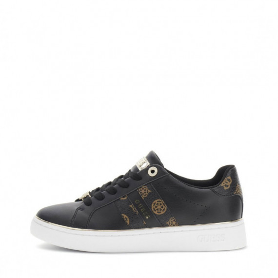 GUESS  Zapatillas de Cuero Barlie Fux Fltbrl ELE12-BLKBR
