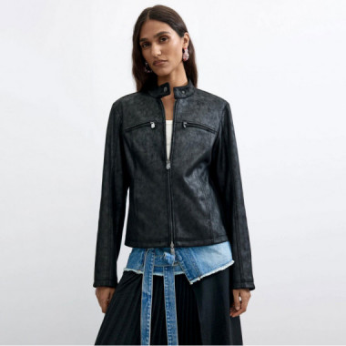 Desigual Abrigo en efecto piel con cuello mao 26WWEW09-2000