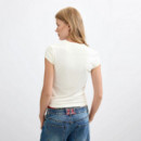 DESIGUAL Camiseta Blanca de Punto 26WWTK44-1000