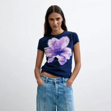 Desigual Camiseta de algod&oacute;n azul 26WWTK51-5000